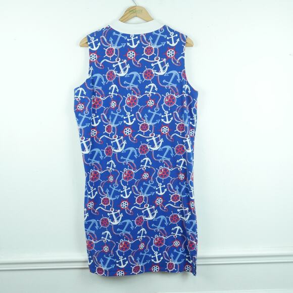 Talbots 1X Dress Sleeveless Nautical Sailor Print Resort Country Club Preppy - Picture 7 of 7